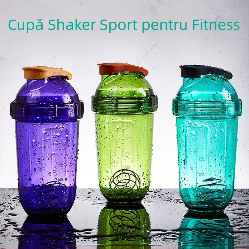 Shaker cu banană pentru amestecarea pulberii de proteine și milkshake, cu scară de măsurare, capacitate mare, din plastic, portabil, fără scurgeri