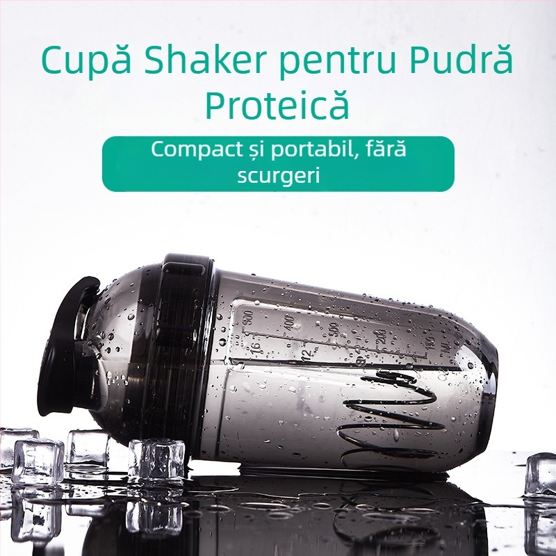 Shaker cu banană pentru amestecarea pulberii de proteine și milkshake, cu scară de măsurare, capacitate mare, din plastic, portabil, fără scurgeri