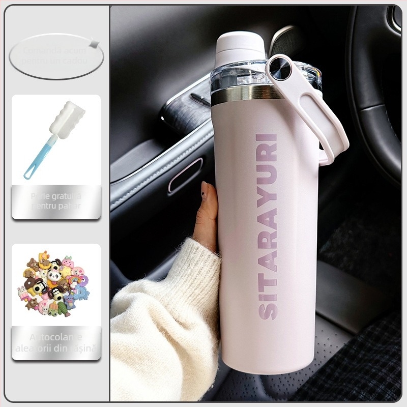 Sticlă shaker din oțel inoxidabil, recipient portabil pentru fitness, ceașcă izolată pentru călătorii