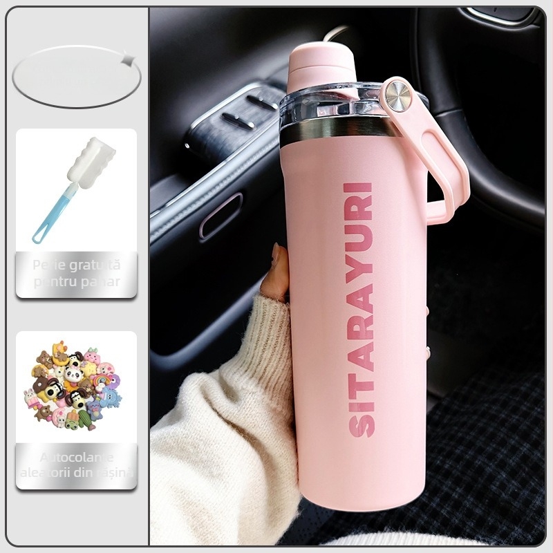 Sticlă shaker din oțel inoxidabil, recipient portabil pentru fitness, ceașcă izolată pentru călătorii