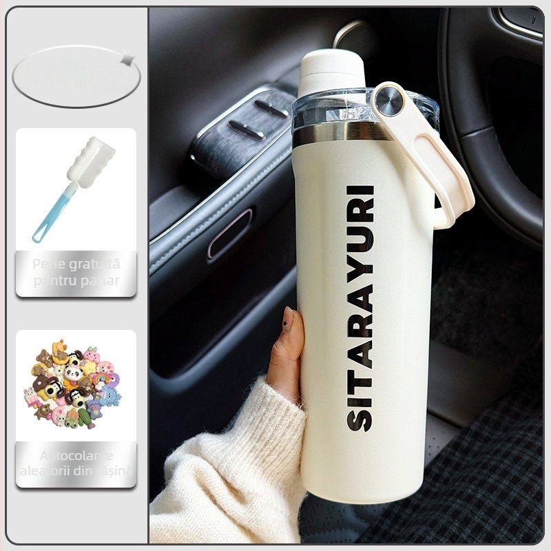 Sticlă shaker din oțel inoxidabil, recipient portabil pentru fitness, ceașcă izolată pentru călătorii