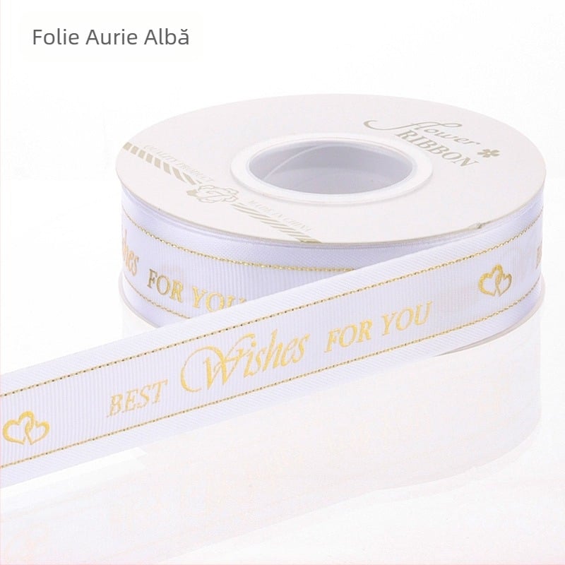 Panglică satin decorativă pentru ambalarea buchetelor și cadourilor, potrivită pentru flori și cutii de prăjituri