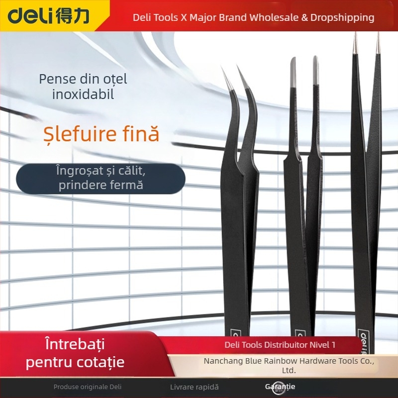 Deli pensete din oțel inoxidabil, cu vârf curbat, vârfuri subțiri, anti-magnetice, clipsuri mici, set de unelte pentru reparații