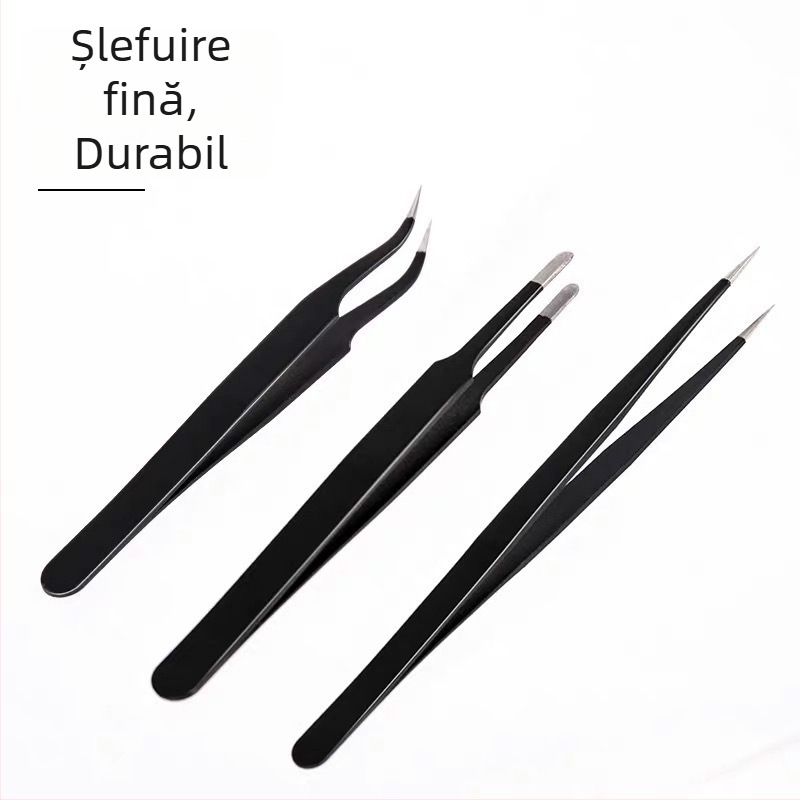 Deli pensete din oțel inoxidabil, cu vârf curbat, vârfuri subțiri, anti-magnetice, clipsuri mici, set de unelte pentru reparații