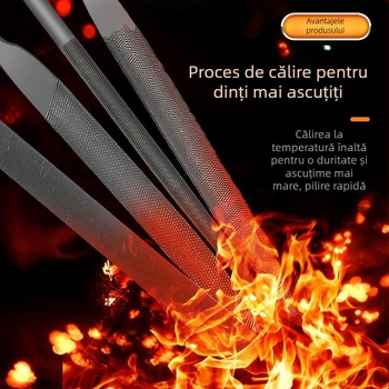 Set de fișiere asortate pentru modelare și finisare: fișiere plate mici, semicercuri și triunghiuri pentru lemn și metal