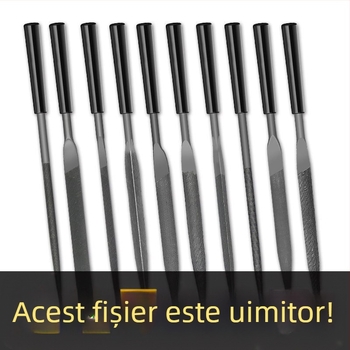 Set de fișiere asortate pentru modelare și finisare: fișiere plate mici, semicercuri și triunghiuri pentru lemn și metal