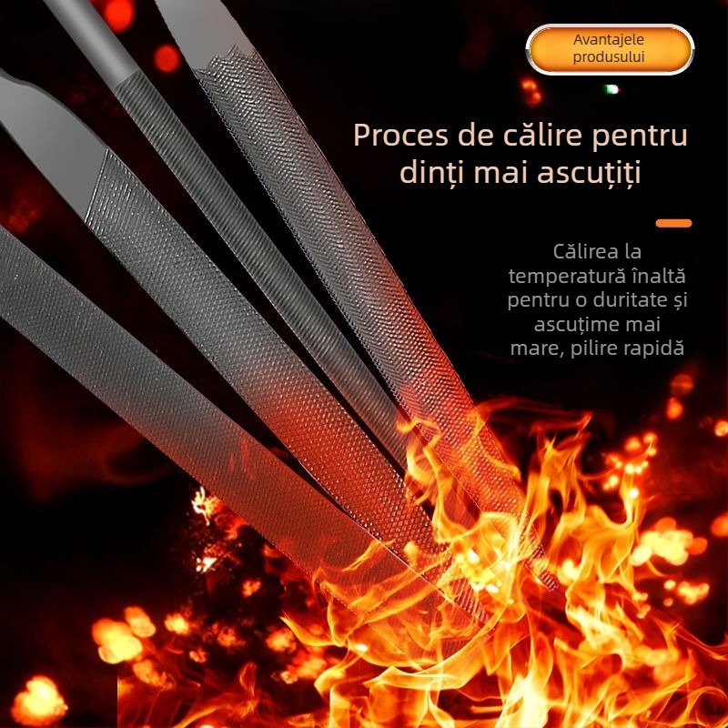 Set de fișiere asortate pentru modelare și finisare: fișiere plate mici, semicercuri și triunghiuri pentru lemn și metal