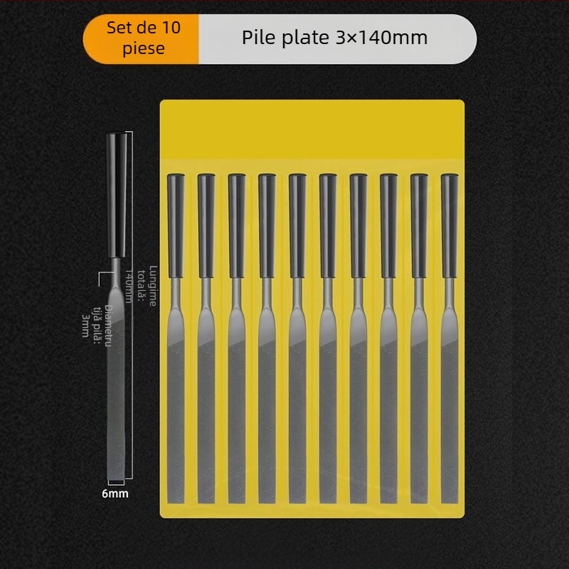 Set de fișiere asortate pentru modelare și finisare: fișiere plate mici, semicercuri și triunghiuri pentru lemn și metal