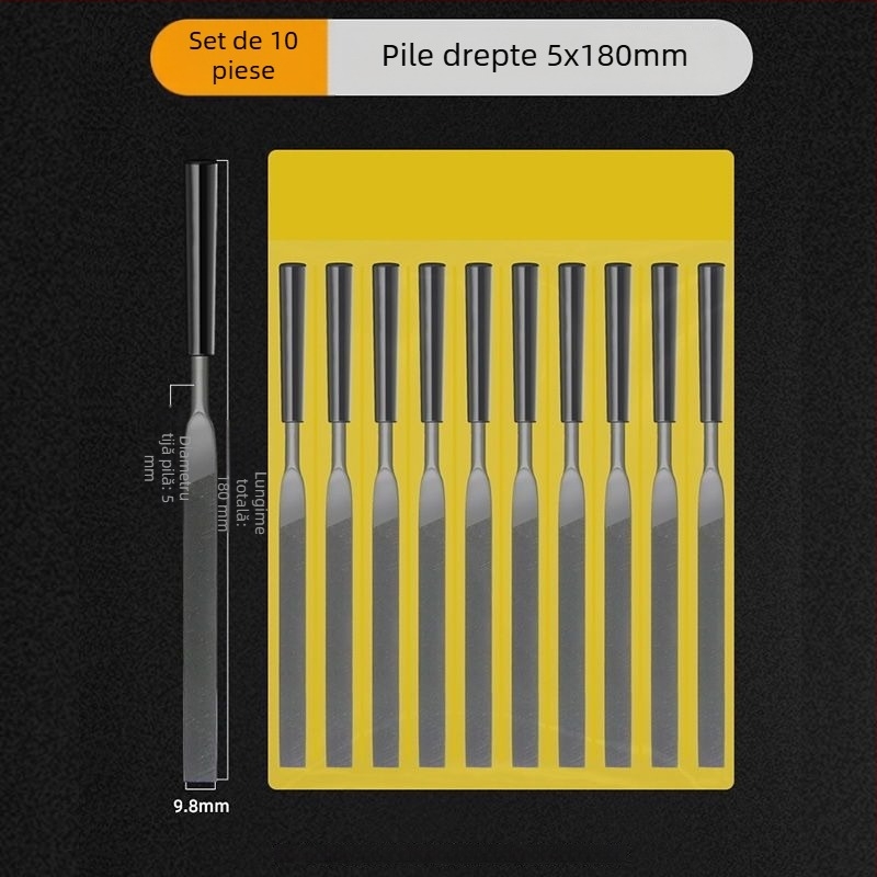 Set de fișiere asortate pentru modelare și finisare: fișiere plate mici, semicercuri și triunghiuri pentru lemn și metal