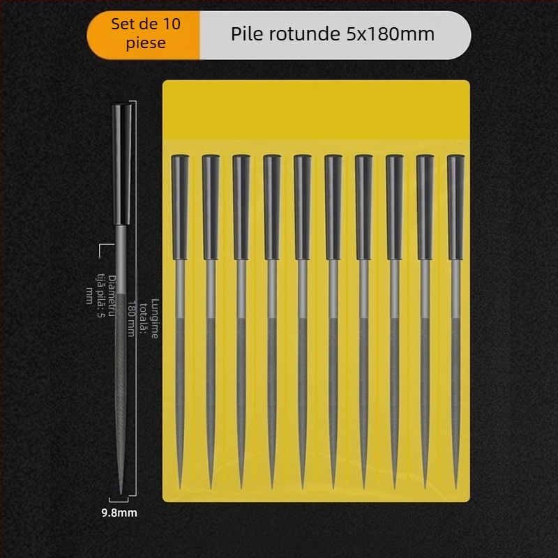 Set de fișiere asortate pentru modelare și finisare: fișiere plate mici, semicercuri și triunghiuri pentru lemn și metal