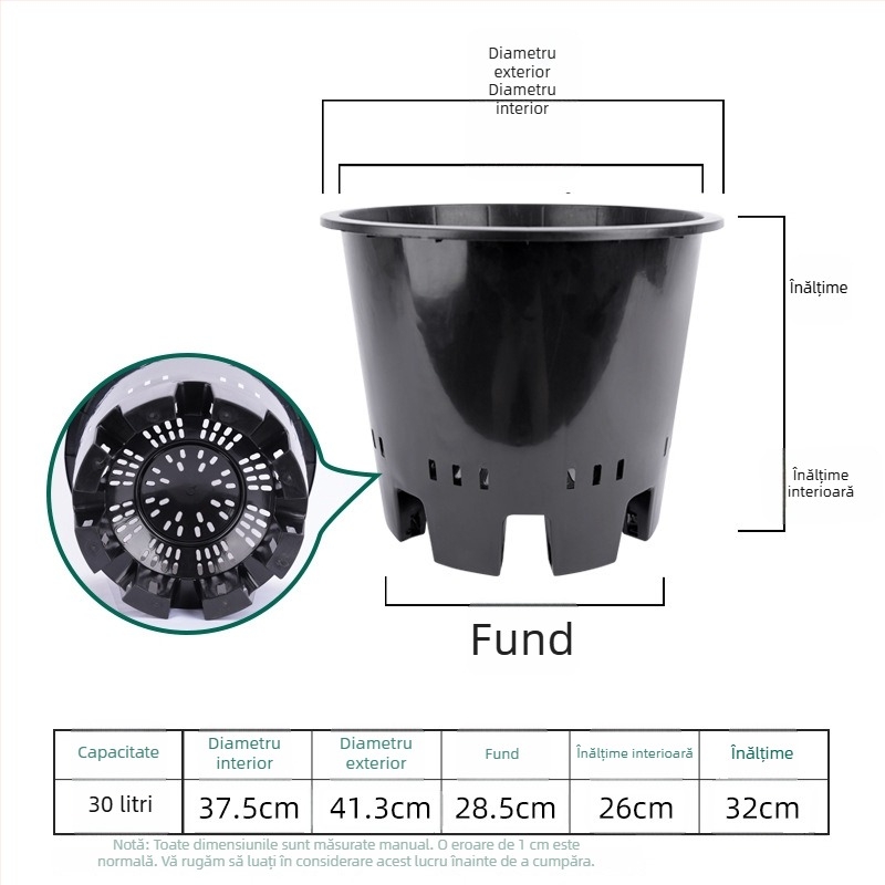 Ghiveci special pentru cultivarea afinei, din plastic, rășină îngroșată, pătrat, controlul rădăcinilor, respirabil, pentru plante verzi și flori, disponibil în dimensiuni mari, medii și mici.