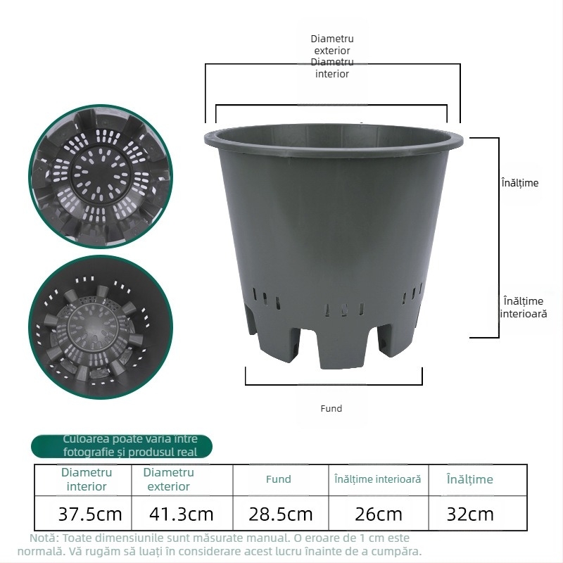 Ghiveci special pentru cultivarea afinei, din plastic, rășină îngroșată, pătrat, controlul rădăcinilor, respirabil, pentru plante verzi și flori, disponibil în dimensiuni mari, medii și mici.