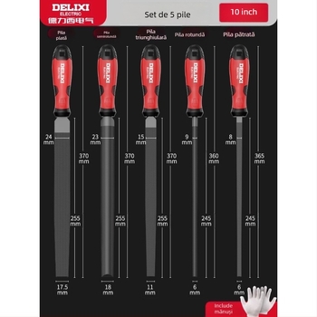 Delixi Set pilă rotundă pentru metal și lemn – unelte de șlefuire din oțel de înalt carbon