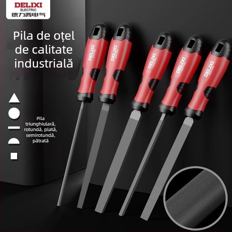 Delixi Set pilă rotundă pentru metal și lemn – unelte de șlefuire din oțel de înalt carbon