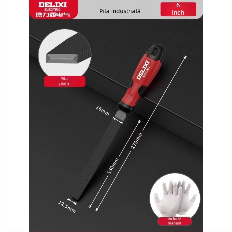 Delixi Set pilă rotundă pentru metal și lemn – unelte de șlefuire din oțel de înalt carbon