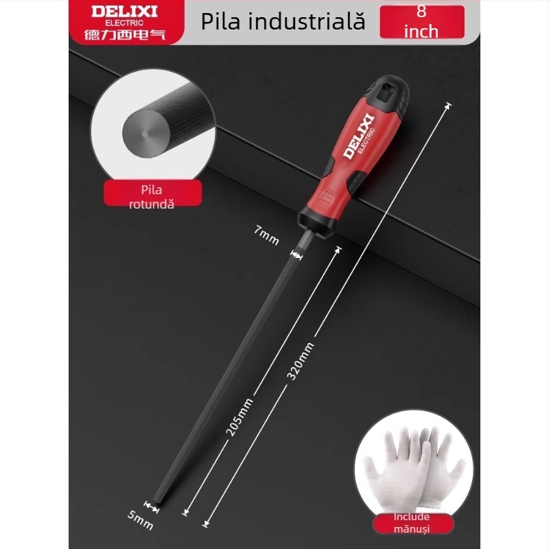 Delixi Set pilă rotundă pentru metal și lemn – unelte de șlefuire din oțel de înalt carbon