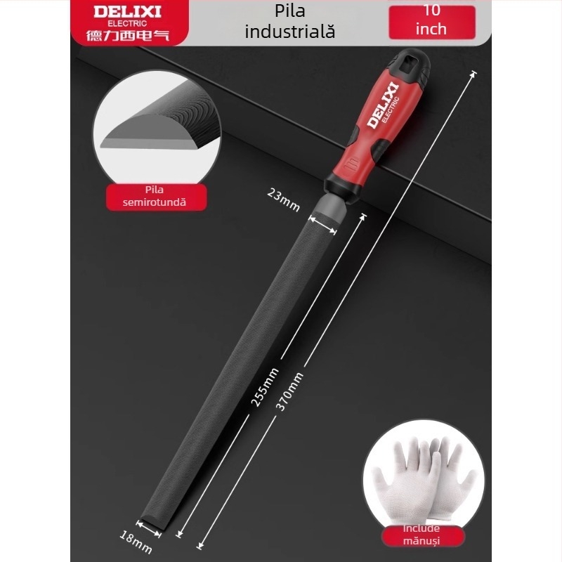 Delixi Set pilă rotundă pentru metal și lemn – unelte de șlefuire din oțel de înalt carbon