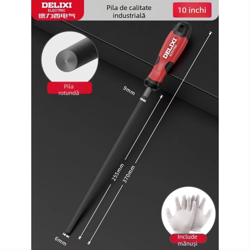 Delixi Set pilă rotundă pentru metal și lemn – unelte de șlefuire din oțel de înalt carbon