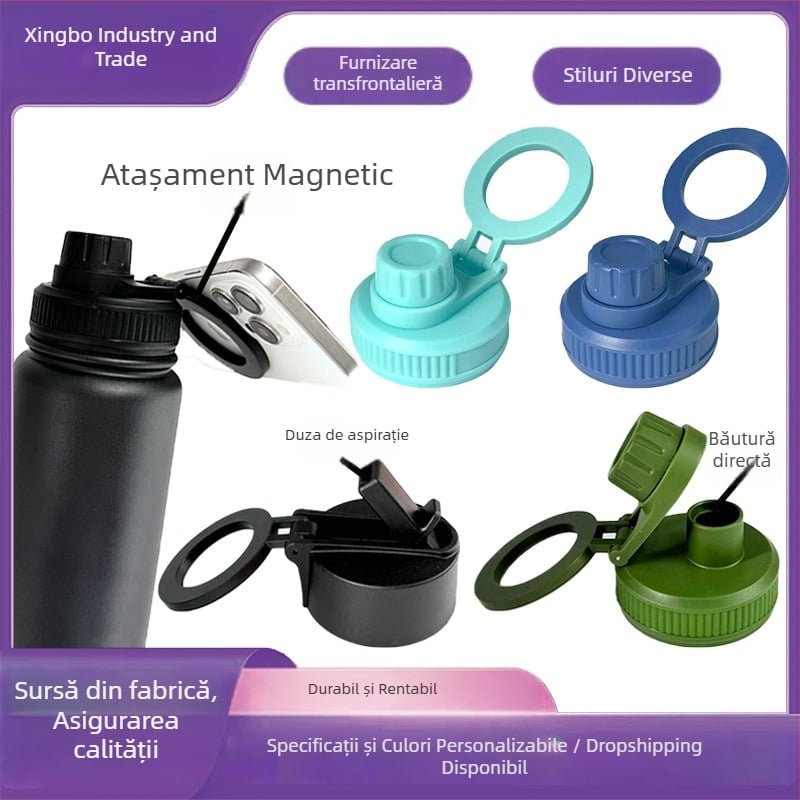 Cap magnetic pentru ceașcă izolată și sticlă, cu mâner – etanș