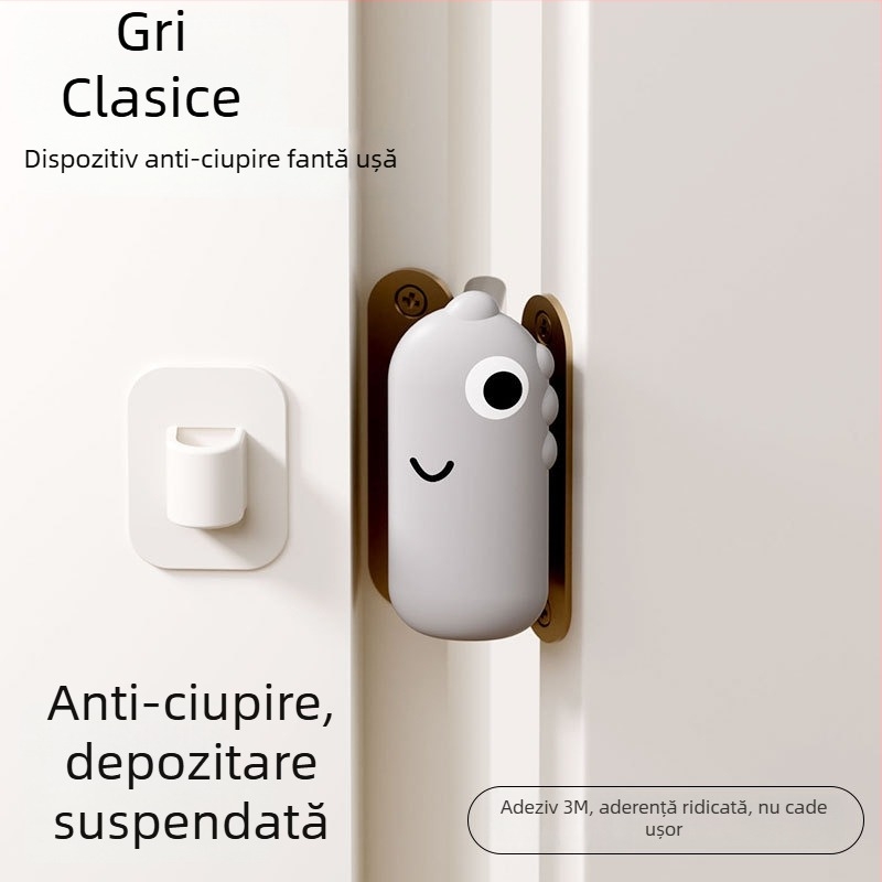 Set din silicon pentru mânerul ușii, temă dinosaur, protecție anti-coliziune și anti-static, format din trei piese, funcționare silențioasă