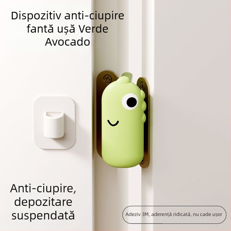 Set din silicon pentru mânerul ușii, temă dinosaur, protecție anti-coliziune și anti-static, format din trei piese, funcționare silențioasă