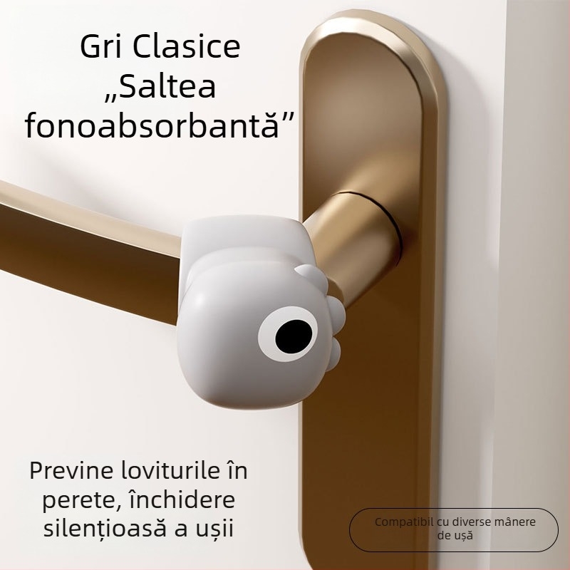 Set din silicon pentru mânerul ușii, temă dinosaur, protecție anti-coliziune și anti-static, format din trei piese, funcționare silențioasă