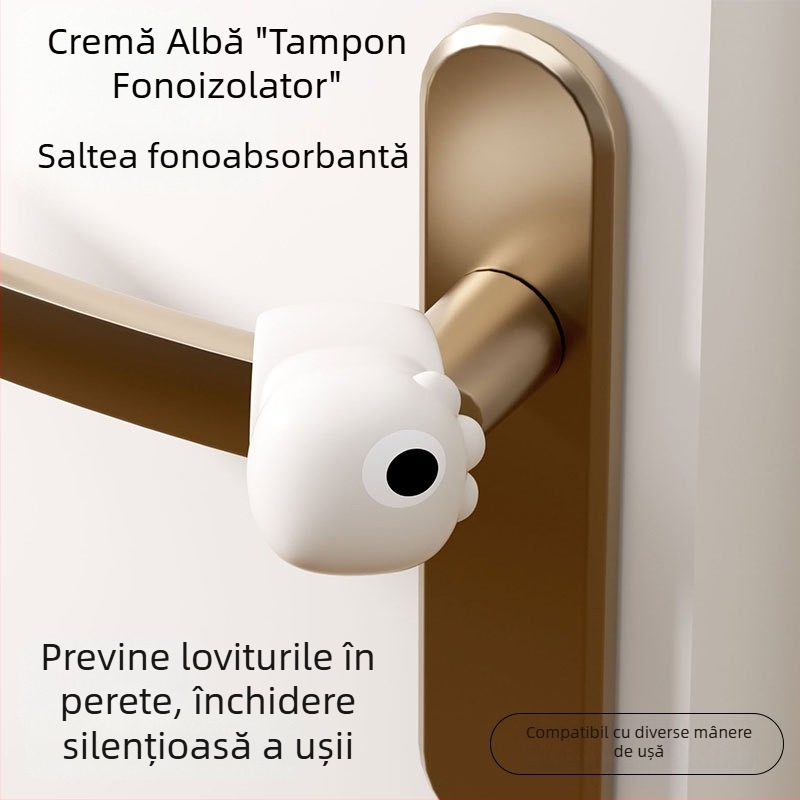 Set din silicon pentru mânerul ușii, temă dinosaur, protecție anti-coliziune și anti-static, format din trei piese, funcționare silențioasă