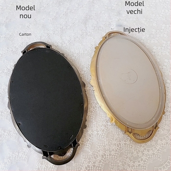Platou alb cu oglindă în stil franțuzesc, tavă de ceai vintage cu suprafață reliefată, accente roz și detalii aurii, accesorii pentru fotografiat bijuterii