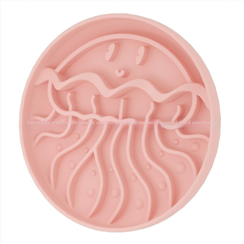 Castron pentru câini din silicon, formă de meduză, hrănire lentă, ușor de curățat, durabil, previne înecul