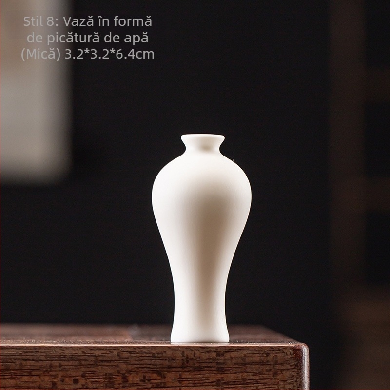 Vază Guanyin din porțelan alb, decor ceramic pentru hidroponie și aranjamente cu flori uscate, ornament de masă pentru living