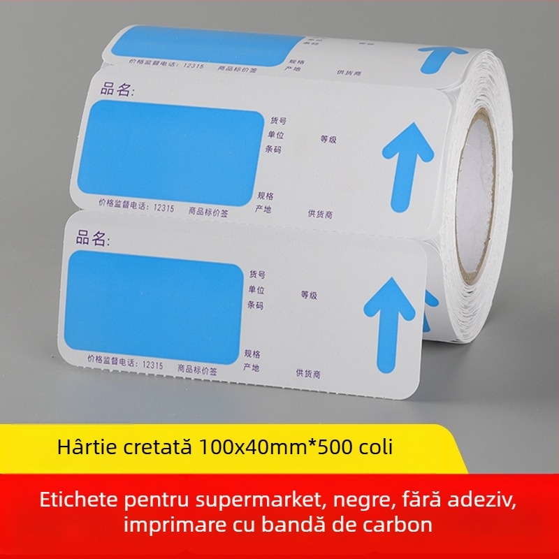 Hârtie etichetă preț pentru rafturi de supermarket – etichetă neagră, model 10060, roșu și galben, adeziv demontabil, hârtie acoperită