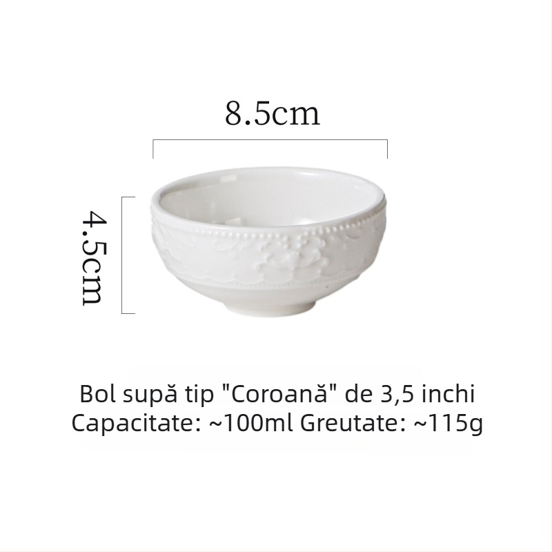 Bol ceramic alb pentru uz casnic, bol pentru orez și supă, stil Nordic minimalist
