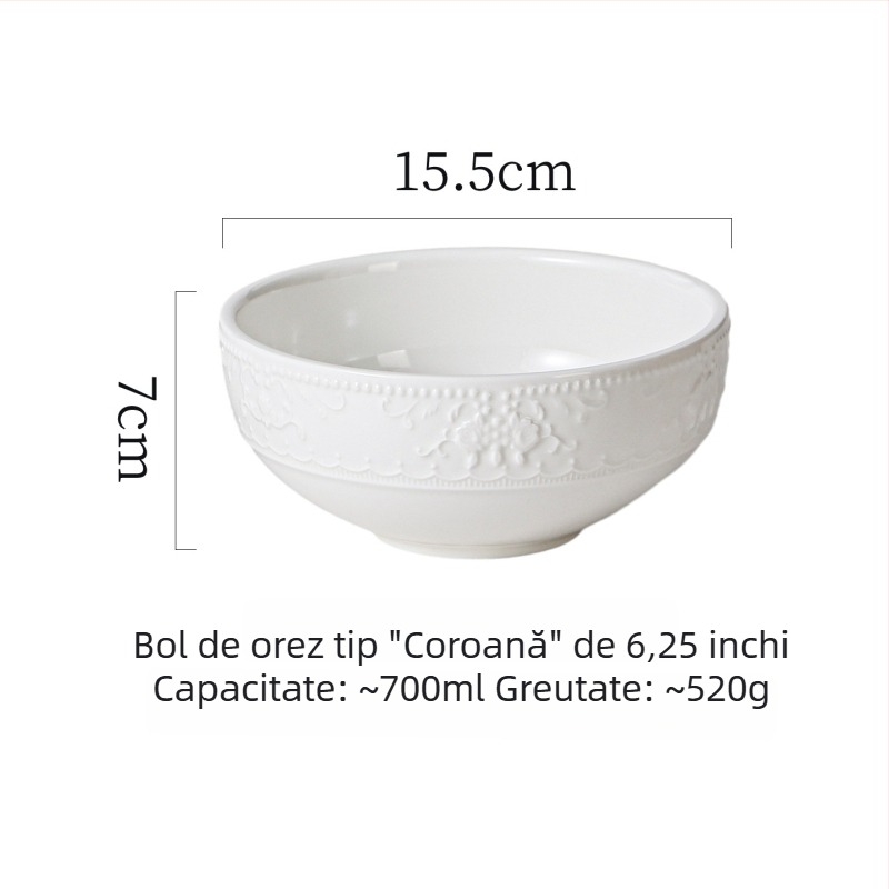 Bol ceramic alb pentru uz casnic, bol pentru orez și supă, stil Nordic minimalist
