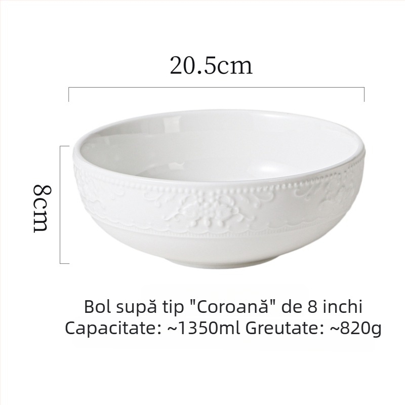 Bol ceramic alb pentru uz casnic, bol pentru orez și supă, stil Nordic minimalist