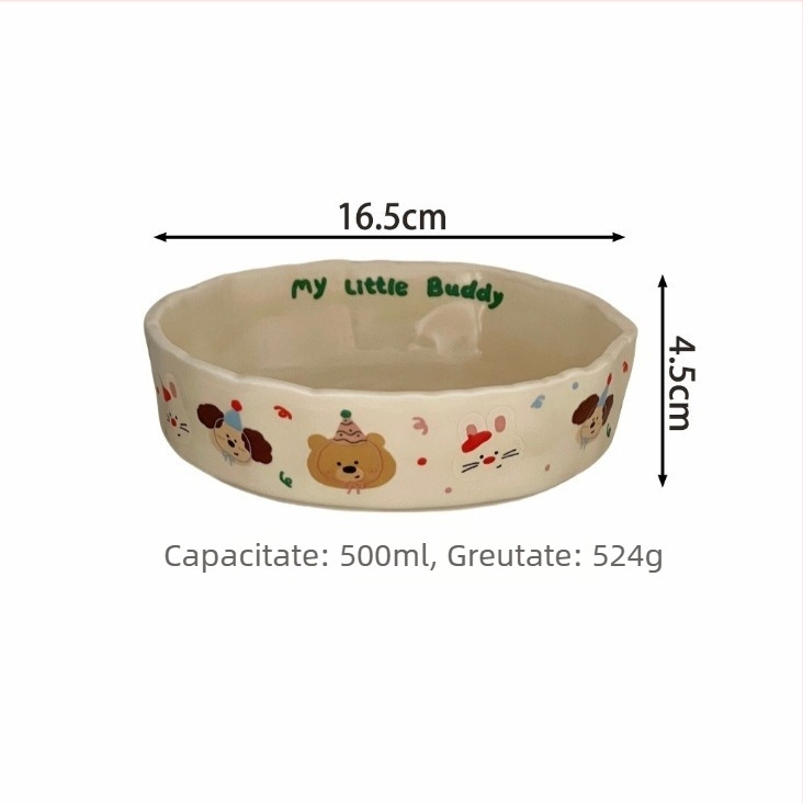 Bol ceramic lucrat manual, culoare crem, finisaj mat; potrivit pentru orez, desert, mic dejun și supă