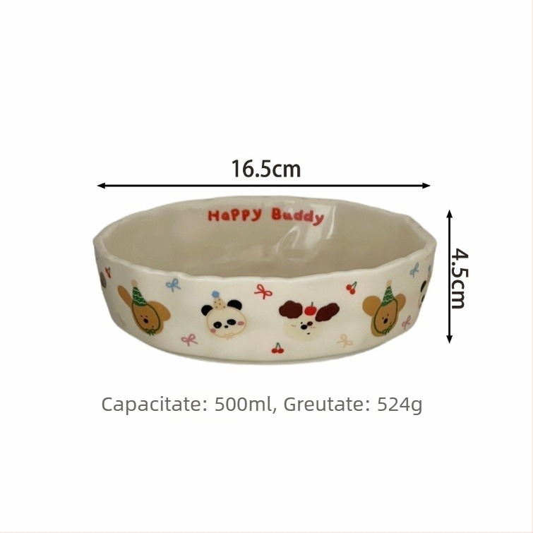 Bol ceramic lucrat manual, culoare crem, finisaj mat; potrivit pentru orez, desert, mic dejun și supă