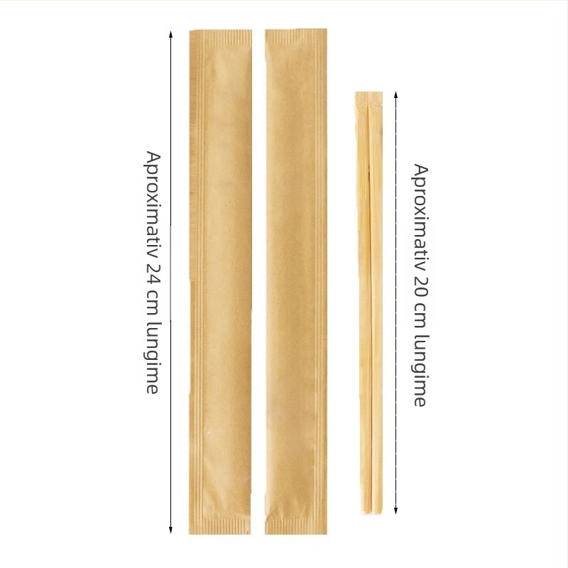 Bețișoare din bambus și boluri de unică folosință, ambalate individual în hârtie, pentru takeout și utilizare acasă, carbonizate, set igienic dintr-o singură piesă, pentru nuntă