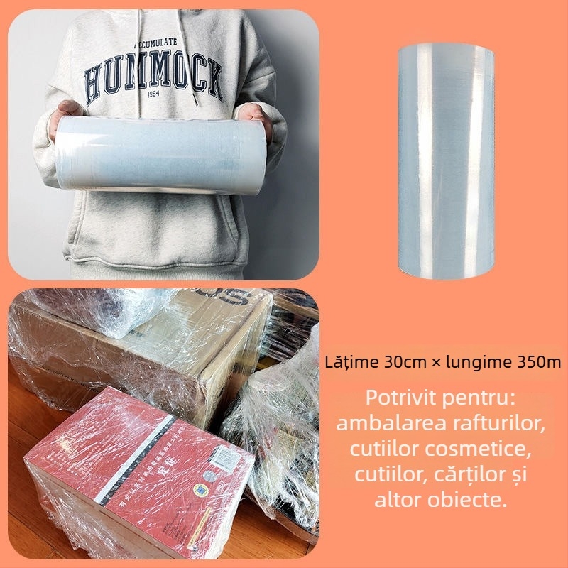 Film stretch de 50 cm pentru ambalare industrială și comercială, folie PE de protecție, rolă mică