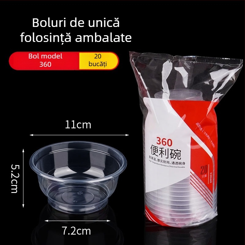 Boluri de plastic transparente, de unică folosință, cu grosime mare, tip 360, pachet 20 bucăți, pentru uz casnic și banchete în aer liber