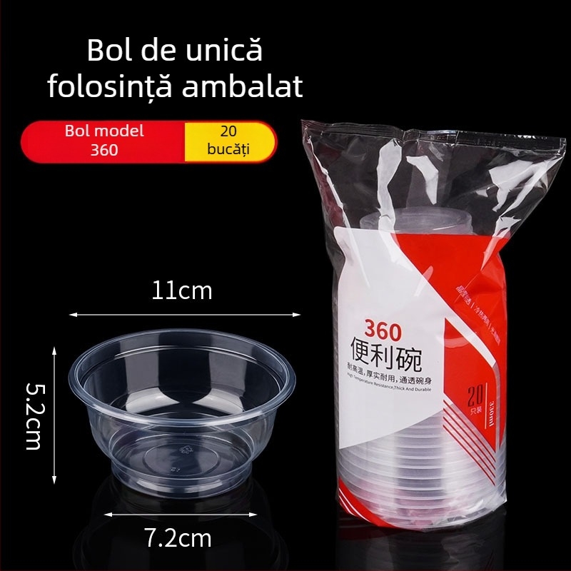 Boluri de plastic transparente, de unică folosință, cu grosime mare, tip 360, pachet 20 bucăți, pentru uz casnic și banchete în aer liber