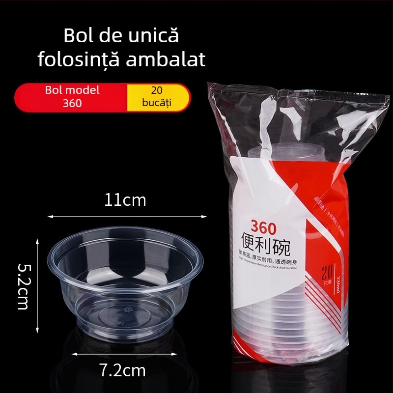 Boluri de plastic transparente, de unică folosință, cu grosime mare, tip 360, pachet 20 bucăți, pentru uz casnic și banchete în aer liber