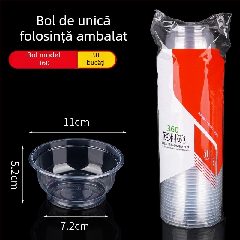 Boluri de plastic transparente, de unică folosință, cu grosime mare, tip 360, pachet 20 bucăți, pentru uz casnic și banchete în aer liber