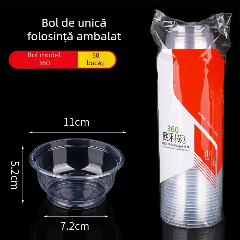 Boluri de plastic transparente, de unică folosință, cu grosime mare, tip 360, pachet 20 bucăți, pentru uz casnic și banchete în aer liber