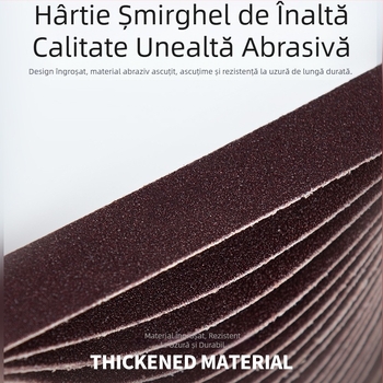 Bandă abrazivă pentru șlefuire și polizare, corund maro, dimensiuni 330×10 mm și 520×20 mm, pentru metal și lemn