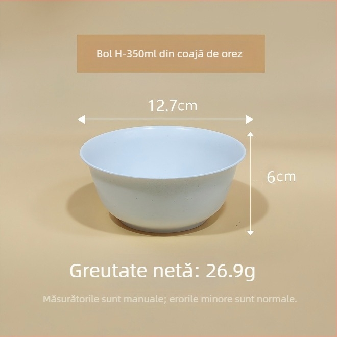 Vas de unică folosință din coajă de orez, 350 ml, pereți îngroșați, potrivit pentru supă