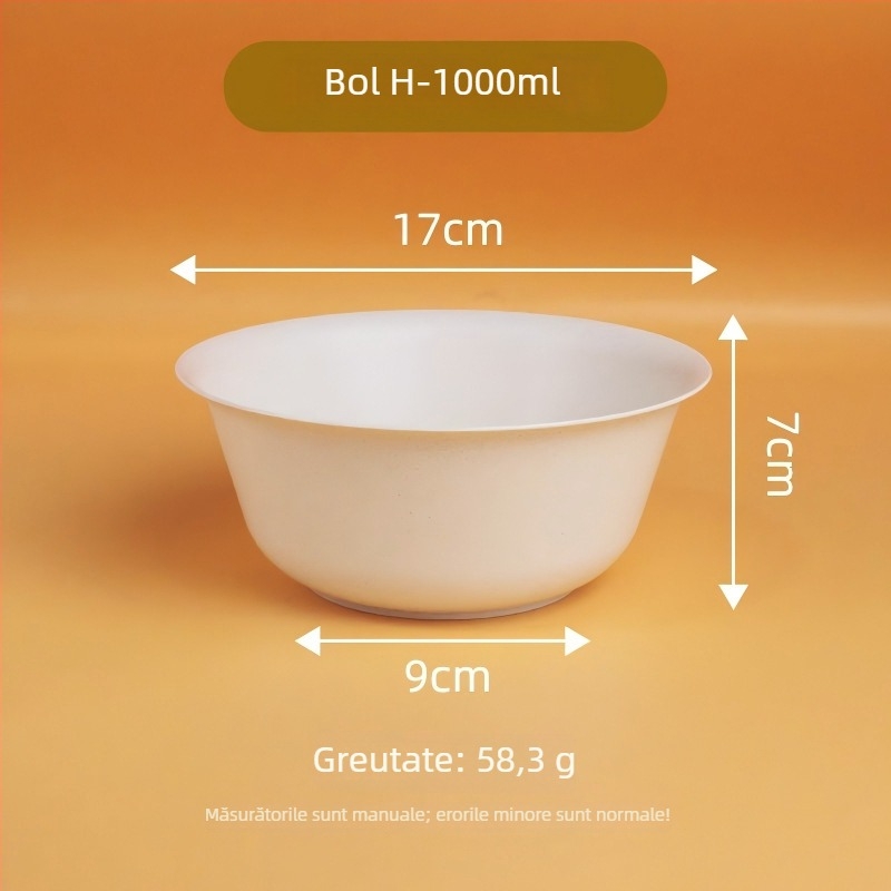 Vas de unică folosință din coajă de orez, 350 ml, pereți îngroșați, potrivit pentru supă