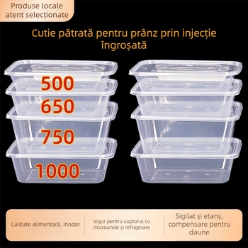 Cutie de take-out dreptunghiulară, din plastic transparent, de calitate alimentară, 300 buc