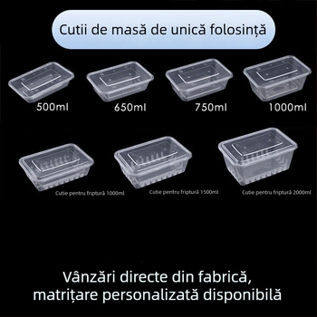 Cutie de take-out dreptunghiulară, din plastic transparent, de calitate alimentară, 300 buc