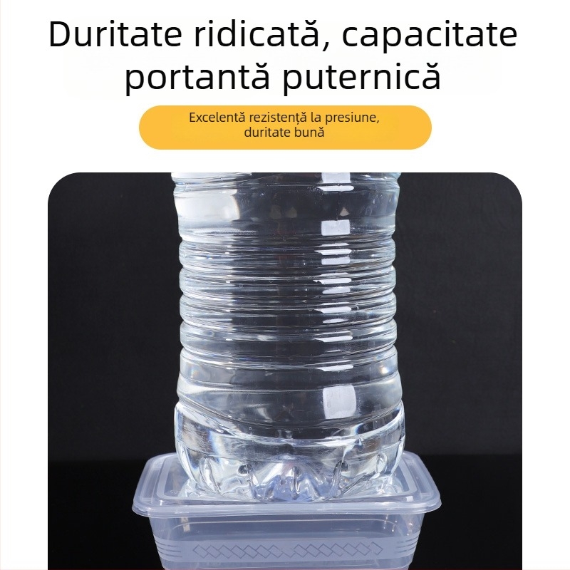 Cutie de take-out dreptunghiulară, din plastic transparent, de calitate alimentară, 300 buc