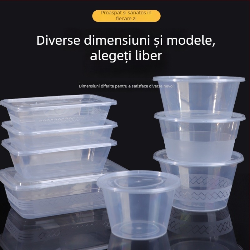 Cutie de take-out dreptunghiulară, din plastic transparent, de calitate alimentară, 300 buc